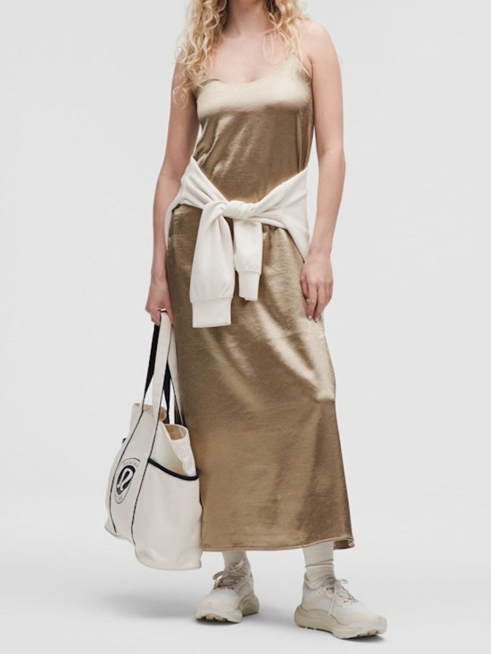 lululemon athletica Gold Satin Slip Dress